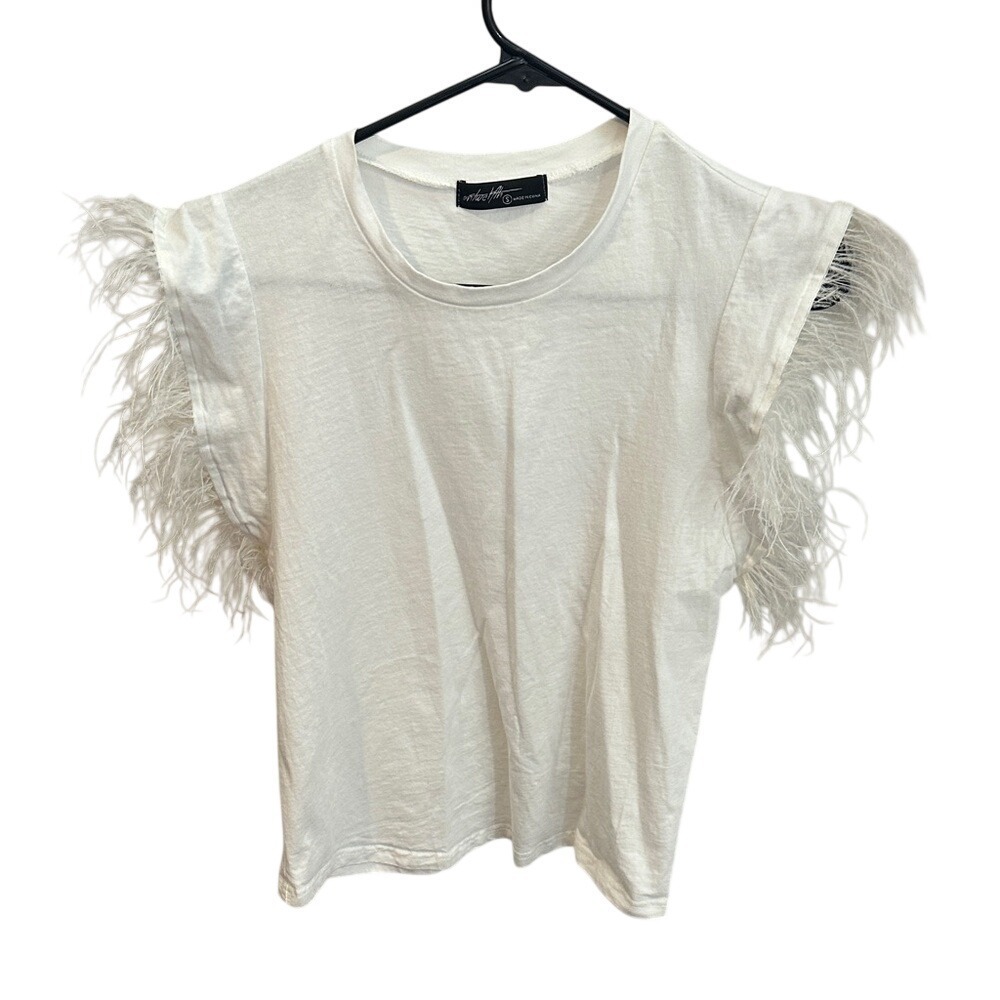 Versona White Feather Sleeve Tee